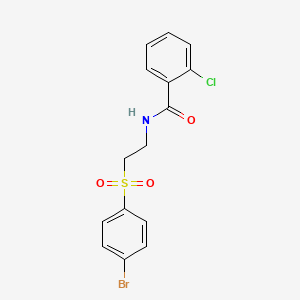 molecular formula C15H13BrClNO3S B2667571 N-{2-[(4-bromophenyl)sulfonyl]ethyl}-2-chlorobenzenecarboxamide CAS No. 338956-07-3