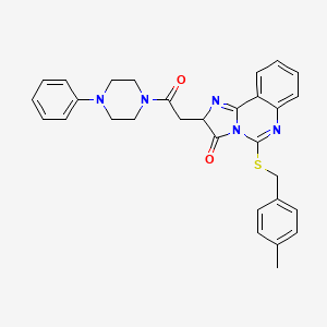 molecular formula C30H29N5O2S B2667575 5-{[(4-甲基苯基)甲基]硫代}-2-[2-氧代-2-(4-苯基哌嗪-1-基)乙基]-2H,3H-咪唑并[1,2-c]喹唑-3-酮 CAS No. 1173740-53-8