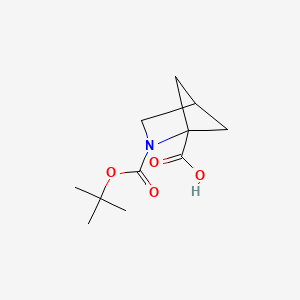 molecular formula C11H17NO4 B2667579 2-(Tert-butoxycarbonyl)-2-azabicyclo[2.1.1]hexane-1-carboxylic acid CAS No. 127926-24-3