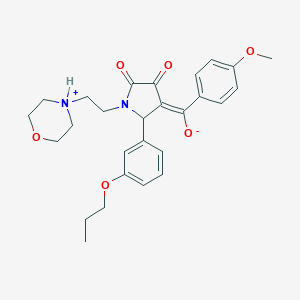 molecular formula C27H32N2O6 B266758 (E)-(4-methoxyphenyl){1-[2-(morpholin-4-ium-4-yl)ethyl]-4,5-dioxo-2-(3-propoxyphenyl)pyrrolidin-3-ylidene}methanolate 