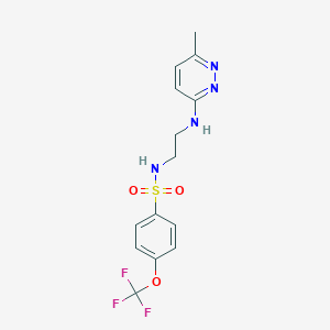 molecular formula C14H15F3N4O3S B2667596 N-(2-((6-甲基吡咯啉-3-基)氨基)乙基)-4-(三氟甲氧基)苯磺酰胺 CAS No. 1207031-22-8