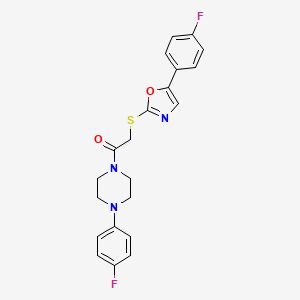molecular formula C21H19F2N3O2S B2667599 1-(4-Fluorophenyl)-4-({[5-(4-fluorophenyl)-1,3-oxazol-2-yl]thio}acetyl)piperazine CAS No. 1040658-50-1