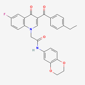 molecular formula C28H23FN2O5 B2667603 N-(2,3-dihydro-1,4-benzodioxin-6-yl)-2-[3-(4-ethylbenzoyl)-6-fluoro-4-oxoquinolin-1-yl]acetamide CAS No. 866589-91-5