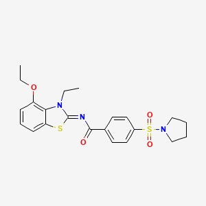 molecular formula C22H25N3O4S2 B2667612 N-(4-ethoxy-3-ethyl-1,3-benzothiazol-2-ylidene)-4-pyrrolidin-1-ylsulfonylbenzamide CAS No. 533868-89-2