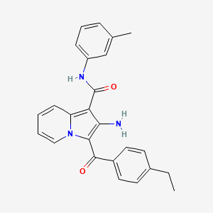 molecular formula C25H23N3O2 B2667619 2-氨基-3-(4-乙基苯甲酰)-N-(间甲苯基)吲哚啉-1-甲酰胺 CAS No. 903342-21-2
