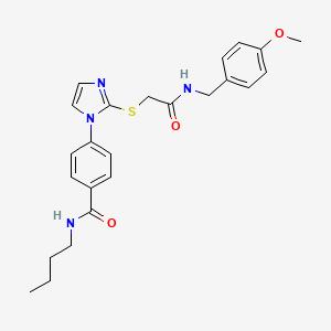 molecular formula C24H28N4O3S B2667620 N-butyl-4-(2-((2-((4-methoxybenzyl)amino)-2-oxoethyl)thio)-1H-imidazol-1-yl)benzamide CAS No. 1207019-02-0
