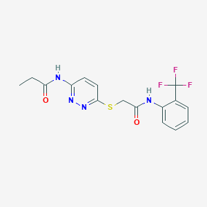 N-(6-((2-oxo-2-((2-(trifluoromethyl)phenyl)amino)ethyl)thio)pyridazin-3-yl)propionamide