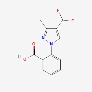 molecular formula C12H10F2N2O2 B2667627 2-[4-(Difluoromethyl)-3-methylpyrazol-1-yl]benzoic acid CAS No. 2248321-35-7