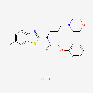 molecular formula C24H30ClN3O3S B2667634 N-(4,6-dimethylbenzo[d]thiazol-2-yl)-N-(3-morpholinopropyl)-2-phenoxyacetamide hydrochloride CAS No. 1215560-19-2