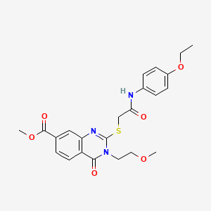 molecular formula C23H25N3O6S B2667637 Methyl 2-[2-(4-ethoxyanilino)-2-oxoethyl]sulfanyl-3-(2-methoxyethyl)-4-oxoquinazoline-7-carboxylate CAS No. 422530-92-5