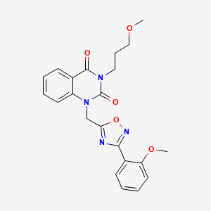 molecular formula C22H22N4O5 B2667640 1-((3-(2-methoxyphenyl)-1,2,4-oxadiazol-5-yl)methyl)-3-(3-methoxypropyl)quinazoline-2,4(1H,3H)-dione CAS No. 1226438-68-1