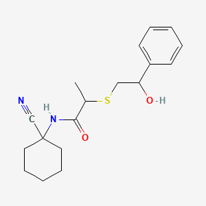 molecular formula C18H24N2O2S B2667645 N-(1-cyanocyclohexyl)-2-[(2-hydroxy-2-phenylethyl)sulfanyl]propanamide CAS No. 1427937-81-2