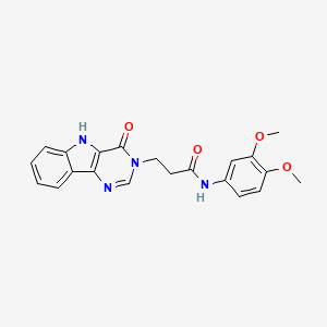 molecular formula C21H20N4O4 B2667654 N-(3,4-dimethoxyphenyl)-3-(4-oxo-4,5-dihydro-3H-pyrimido[5,4-b]indol-3-yl)propanamide CAS No. 1105203-49-3