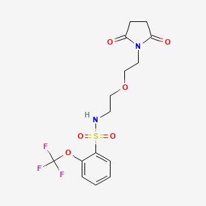 molecular formula C15H17F3N2O6S B2667665 N-(2-(2-(2,5-dioxopyrrolidin-1-yl)ethoxy)ethyl)-2-(trifluoromethoxy)benzenesulfonamide CAS No. 2319722-13-7