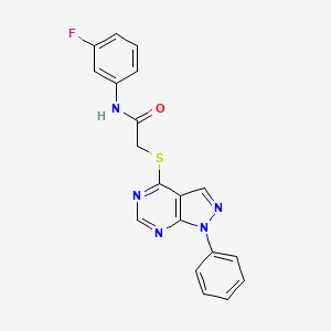 molecular formula C19H14FN5OS B2667678 N-(3-fluorophenyl)-2-(1-phenylpyrazolo[3,4-d]pyrimidin-4-yl)sulfanylacetamide CAS No. 552830-17-8