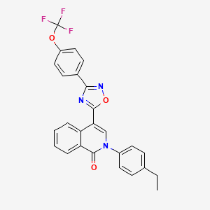 molecular formula C26H18F3N3O3 B2667682 2-(4-ethylphenyl)-4-(3-(4-(trifluoromethoxy)phenyl)-1,2,4-oxadiazol-5-yl)isoquinolin-1(2H)-one CAS No. 1357738-52-3