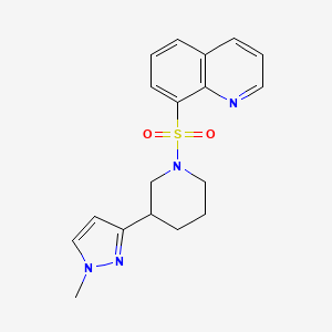 molecular formula C18H20N4O2S B2667685 8-((3-(1-methyl-1H-pyrazol-3-yl)piperidin-1-yl)sulfonyl)quinoline CAS No. 2034557-08-7