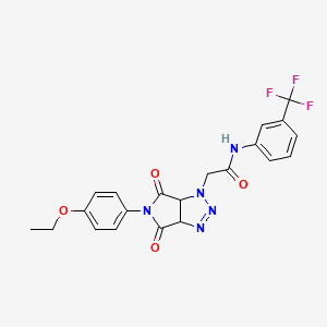 molecular formula C21H18F3N5O4 B2667694 2-(5-(4-ethoxyphenyl)-4,6-dioxo-4,5,6,6a-tetrahydropyrrolo[3,4-d][1,2,3]triazol-1(3aH)-yl)-N-(3-(trifluoromethyl)phenyl)acetamide CAS No. 1052617-70-5