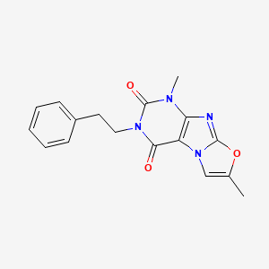 molecular formula C17H16N4O3 B2667702 1,7-dimethyl-3-phenethyloxazolo[2,3-f]purine-2,4(1H,3H)-dione CAS No. 899997-24-1