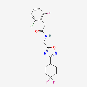 molecular formula C17H17ClF3N3O2 B2667709 2-(2-氯-6-氟苯基)-N-((3-(4,4-二氟环己基)-1,2,4-噁二唑-5-基)甲基)乙酰胺 CAS No. 2034307-07-6