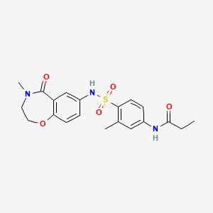 molecular formula C20H23N3O5S B2667718 N-(3-methyl-4-(N-(4-methyl-5-oxo-2,3,4,5-tetrahydrobenzo[f][1,4]oxazepin-7-yl)sulfamoyl)phenyl)propionamide CAS No. 926031-92-7