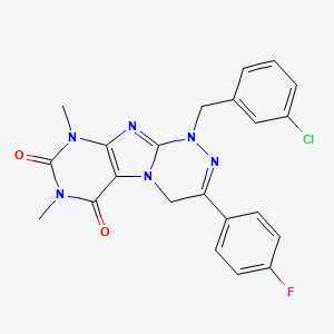 molecular formula C22H18ClFN6O2 B2667723 1-[(3-Chlorophenyl)methyl]-3-(4-fluorophenyl)-7,9-dimethyl-4H-purino[8,7-c][1,2,4]triazine-6,8-dione CAS No. 898410-55-4