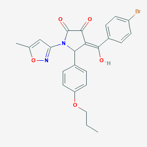 molecular formula C24H21BrN2O5 B266773 4-(4-bromobenzoyl)-3-hydroxy-1-(5-methyl-3-isoxazolyl)-5-(4-propoxyphenyl)-1,5-dihydro-2H-pyrrol-2-one 
