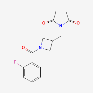 molecular formula C15H15FN2O3 B2667732 1-{[1-(2-Fluorobenzoyl)azetidin-3-yl]methyl}pyrrolidine-2,5-dione CAS No. 2097863-57-3