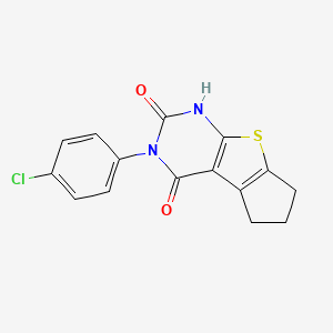 molecular formula C15H11ClN2O2S B2667749 3-(4-chlorophenyl)-1,5,6,7-tetrahydro-2H-cyclopenta[4,5]thieno[2,3-d]pyrimidine-2,4(3H)-dione CAS No. 309273-77-6