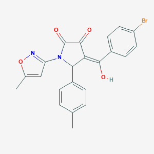molecular formula C22H17BrN2O4 B266775 4-(4-bromobenzoyl)-3-hydroxy-1-(5-methyl-3-isoxazolyl)-5-(4-methylphenyl)-1,5-dihydro-2H-pyrrol-2-one 
