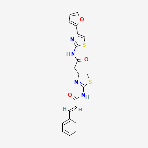 molecular formula C21H16N4O3S2 B2667751 N-(4-(2-((4-(furan-2-yl)thiazol-2-yl)amino)-2-oxoethyl)thiazol-2-yl)cinnamamide CAS No. 1207061-65-1