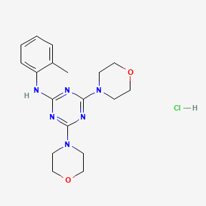 molecular formula C18H25ClN6O2 B2667756 4,6-二吗啉基-N-(邻甲苯)-1,3,5-三嗪-2-胺盐酸盐 CAS No. 1177632-88-0