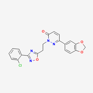 molecular formula C21H15ClN4O4 B2667762 6-(2H-1,3-benzodioxol-5-yl)-2-{2-[3-(2-chlorophenyl)-1,2,4-oxadiazol-5-yl]ethyl}-2,3-dihydropyridazin-3-one CAS No. 1112418-53-7