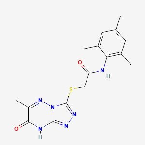 molecular formula C16H18N6O2S B2667763 N-mesityl-2-((6-methyl-7-oxo-7,8-dihydro-[1,2,4]triazolo[4,3-b][1,2,4]triazin-3-yl)thio)acetamide CAS No. 896297-61-3