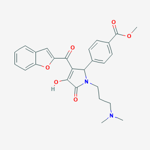 molecular formula C26H26N2O6 B266777 methyl 4-{3-(1-benzofuran-2-ylcarbonyl)-1-[3-(dimethylamino)propyl]-4-hydroxy-5-oxo-2,5-dihydro-1H-pyrrol-2-yl}benzoate 