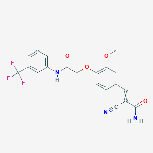 molecular formula C21H18F3N3O4 B2667773 2-氰基-3-[3-乙氧基-4-({[3-(三氟甲基)苯基]氨基甲酰}氧基)苯基]丙-2-烯酰胺 CAS No. 929992-40-5