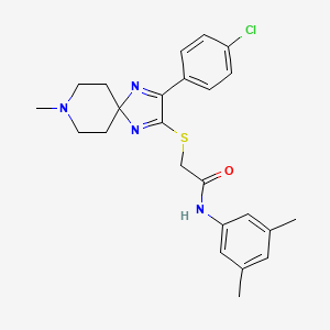 2-((3-(4-chlorophenyl)-8-methyl-1,4,8-triazaspiro[4.5]deca-1,3-dien-2-yl)thio)-N-(3,5-dimethylphenyl)acetamide