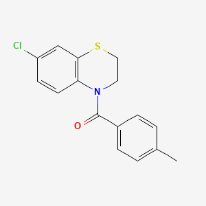 molecular formula C16H14ClNOS B2667776 (7-chloro-2,3-dihydro-4H-1,4-benzothiazin-4-yl)(4-methylphenyl)methanone CAS No. 338778-05-5