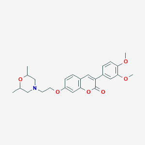 molecular formula C25H29NO6 B2667779 3-(3,4-dimethoxyphenyl)-7-(2-(2,6-dimethylmorpholino)ethoxy)-2H-chromen-2-one CAS No. 903188-86-3