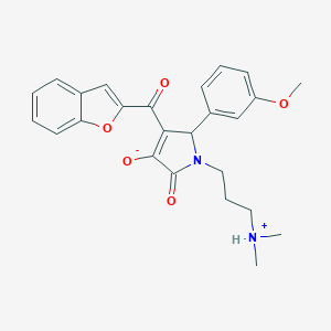 molecular formula C25H26N2O5 B266778 (E)-1-benzofuran-2-yl{1-[3-(dimethylammonio)propyl]-2-(3-methoxyphenyl)-4,5-dioxopyrrolidin-3-ylidene}methanolate 