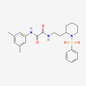 molecular formula C23H29N3O4S B2667780 N1-(3,5-二甲基苯基)-N2-(2-(1-(苯基磺酰)哌啶-2-基)乙基)草酰胺 CAS No. 898444-50-3