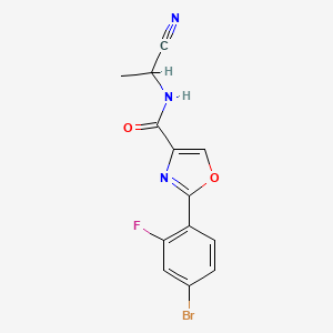 molecular formula C13H9BrFN3O2 B2667781 2-(4-bromo-2-fluorophenyl)-N-(1-cyanoethyl)-1,3-oxazole-4-carboxamide CAS No. 1797598-93-6