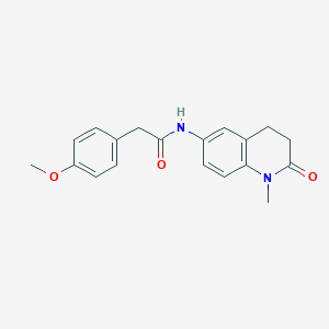 molecular formula C19H20N2O3 B2667782 2-(4-methoxyphenyl)-N-(1-methyl-2-oxo-1,2,3,4-tetrahydroquinolin-6-yl)acetamide CAS No. 921913-47-5