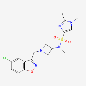 molecular formula C17H20ClN5O3S B2667785 N-{1-[(5-chloro-1,2-benzoxazol-3-yl)methyl]azetidin-3-yl}-N,1,2-trimethyl-1H-imidazole-4-sulfonamide CAS No. 2380192-22-1