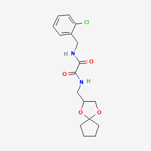 molecular formula C17H21ClN2O4 B2667789 N1-(1,4-dioxaspiro[4.4]nonan-2-ylmethyl)-N2-(2-chlorobenzyl)oxalamide CAS No. 941870-32-2
