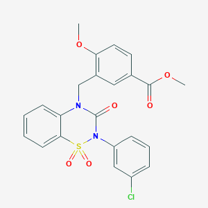 methyl 3-((2-(3-chlorophenyl)-1,1-dioxido-3-oxo-2H-benzo[e][1,2,4]thiadiazin-4(3H)-yl)methyl)-4-methoxybenzoate