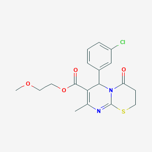molecular formula C18H19ClN2O4S B2667801 2-methoxyethyl 6-(3-chlorophenyl)-8-methyl-4-oxo-2H,3H,4H,6H-pyrimido[2,1-b][1,3]thiazine-7-carboxylate CAS No. 608494-21-9