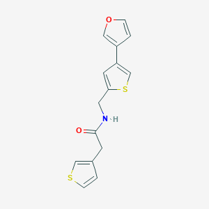 molecular formula C15H13NO2S2 B2667804 N-[[4-(Furan-3-yl)thiophen-2-yl]methyl]-2-thiophen-3-ylacetamide CAS No. 2380040-00-4