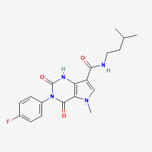 molecular formula C19H21FN4O3 B2667806 3-(4-fluorophenyl)-N-isopentyl-5-methyl-2,4-dioxo-2,3,4,5-tetrahydro-1H-pyrrolo[3,2-d]pyrimidine-7-carboxamide CAS No. 923245-80-1