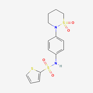 molecular formula C14H16N2O4S3 B2667807 N-[4-(1,1-二氧噻唑烷-2-基)苯基]噻吩-2-磺酰胺 CAS No. 941983-99-9